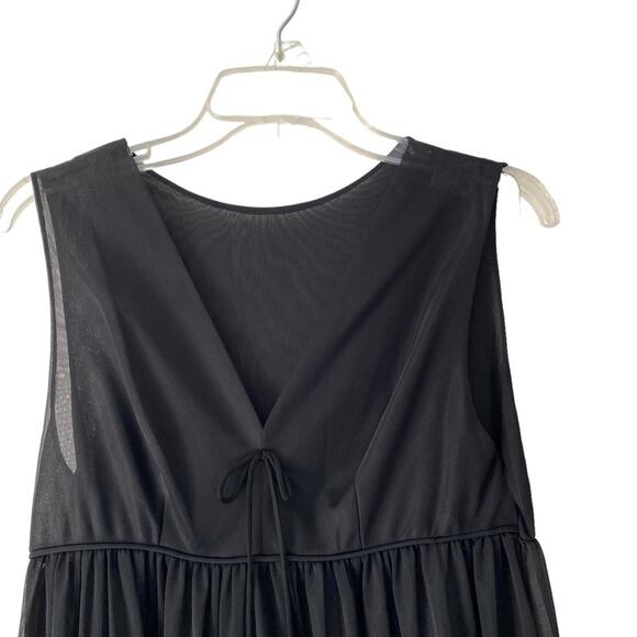 Vintage Black Sheer Peignor Nightgown Robe Ruffle Set size medium 70s Union USA - Picture 9 of 14